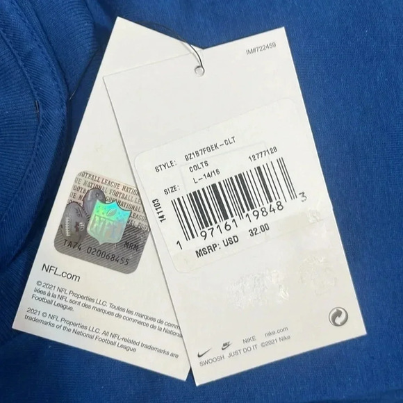 Nike NFL Youth Indianapolis Colts Blue T-Shirt - Picture 6 of 6